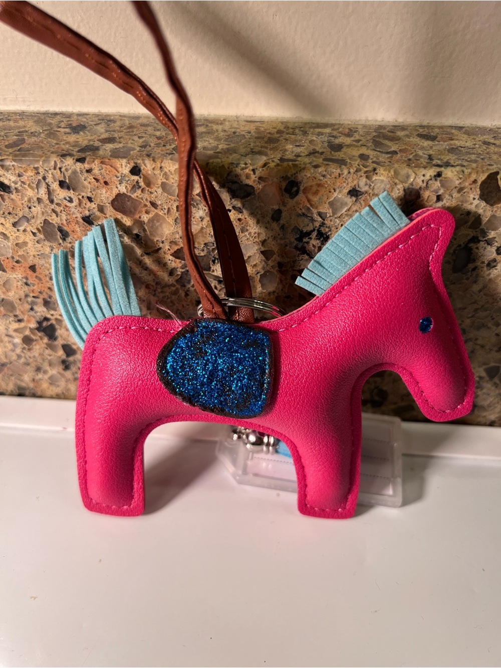 Pony Horse Bag Purse Charm with Key Chain, Select Pink or Light Blue or Navy